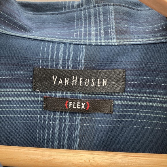 Van Heusen Shirt Mens XL Blue Flex Short Sleeve Button Down Plaid Non Iron NWT - Picture 2 of 14